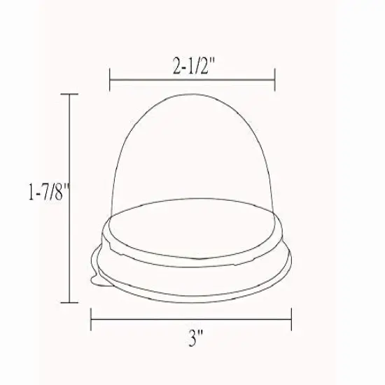 50 Pack 2 Inch of Clear plastic mini Cake Cookies muffins dome box wedding birthday gift box (Gold) {3}
