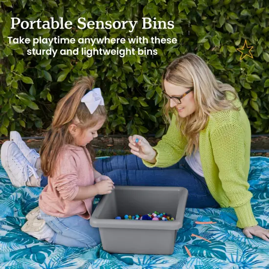 Square Bin with Lid, Storage Containers, 2-Pack Grey {3}