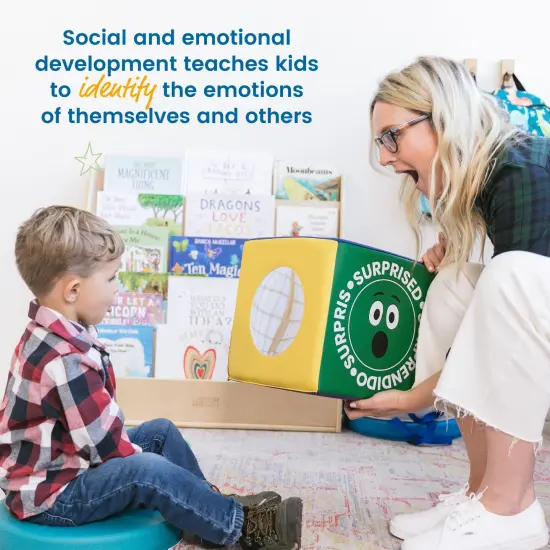 Trilingual Emotion Cube with Mirror, Social and Emotional Learning Toy Assorted {3}