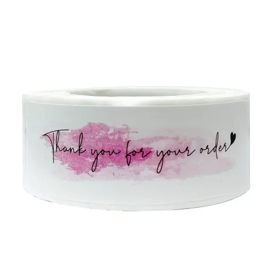 Wrapables 3" x 1" Small Business Thank You Stickers Roll, Sealing Stickers and Labels for Boxes, Envelopes, Bags, Packages Pink (250 stickers) {1}