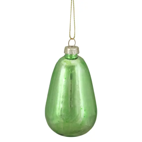 Northlight 3.5" Green and White Avocado Glass Christmas Ornament {5}
