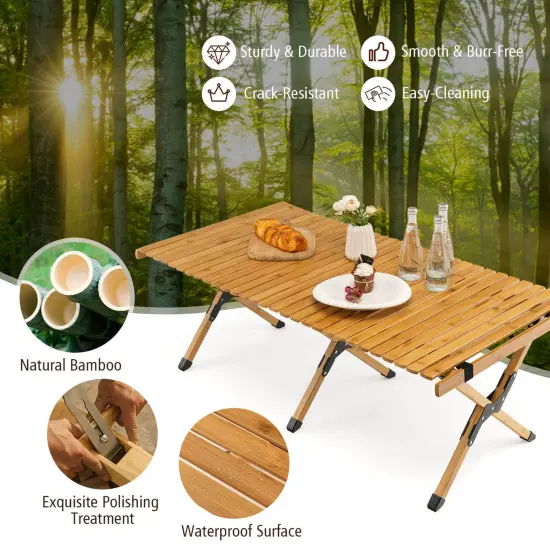 Portable Picnic Table with Carry Bag for Camping and BBQ Natural {6}