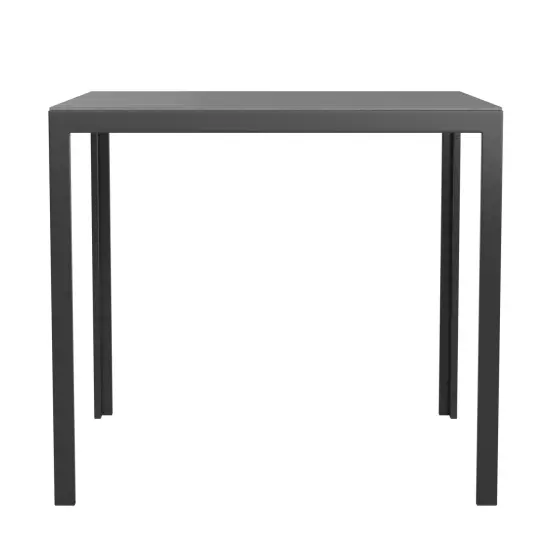 Merrick Lane Tristan All-Weather Indoor/Outdoor Square Patio Dining Table for 4 with Steel Frame and Poly Resin Slatted Top Black/Black {5}
