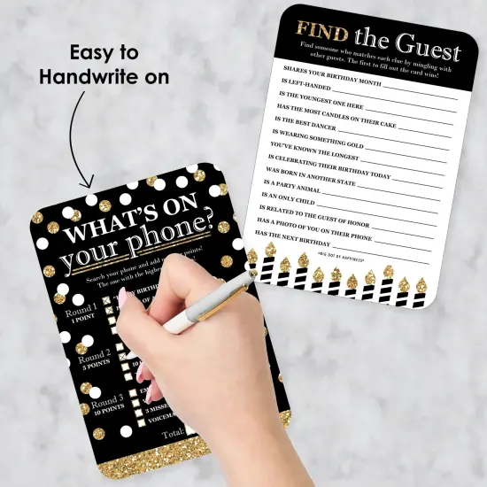 Big Dot of Happiness Adult Happy Birthday - Gold - 2-in-1 Birthday Party Cards - Activity Duo Games - Set of 20 {4}