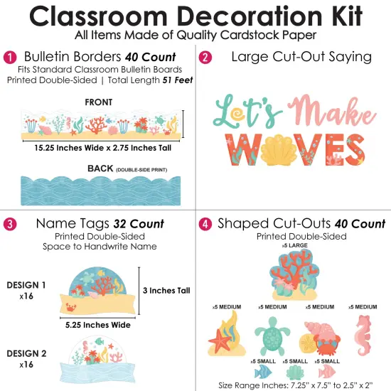 Big Dot of Happiness Ocean Creatures - School Bulletin Board Set - Classroom Decoration Kit {4}