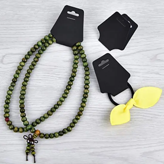 200 Pieces Necklace Display Cards Blank Necklace Card Holder Kraft Paper Jewelry Display Hanging Cards for Necklaces, Bracelets, Jewelry Hang Tags, 4.7 x 2 Inches (Black) {4}