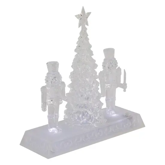 Northlight LED Lighted Icy Crystal Nutcracker and Christmas Tree Decoration - 9" - White Lights Clear {5}