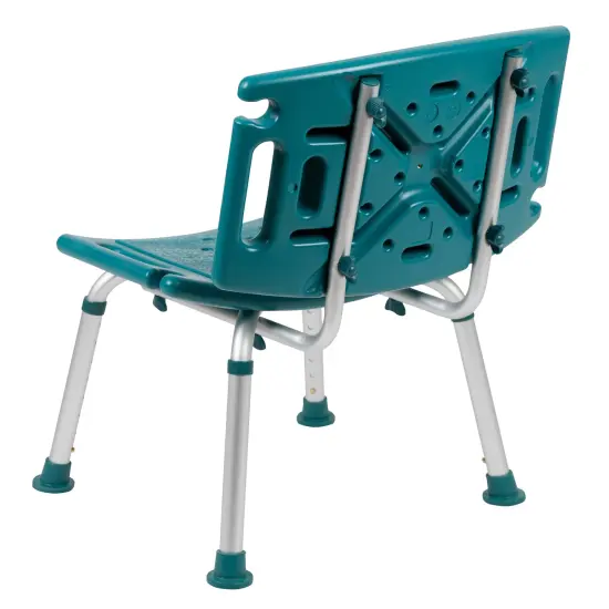 Emma and Oliver Tool-Free 300 Lb. Capacity, Adjustable Bath & Shower Chair with Large Back Teal {4}