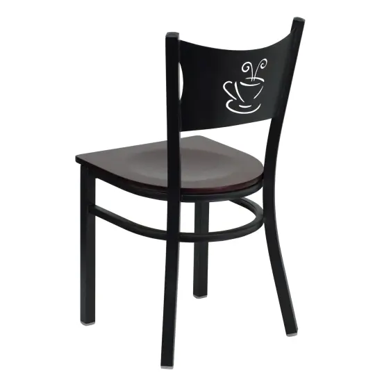 Emma and Oliver 2 Pack Coffee Back Metal Restaurant Chair Mahogany/BlackMetal {3}