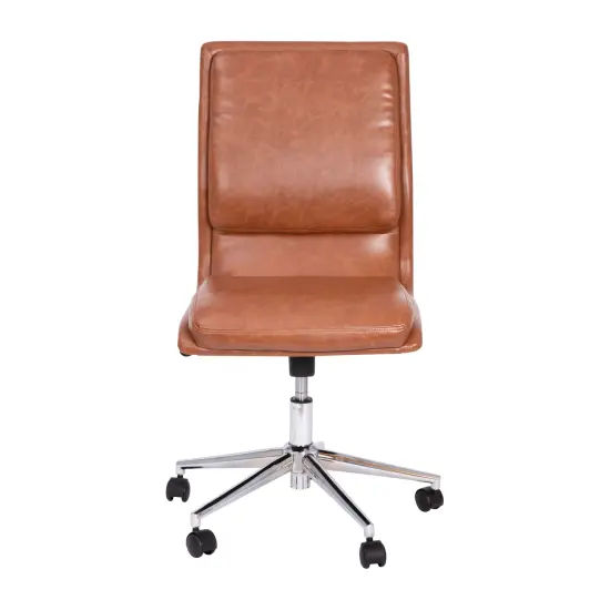 Merrick Lane Artemis Mid-Back Armless Home Office Chair with Height Adjustable Swivel Seat and Five Star Chrome Base Brown {3}