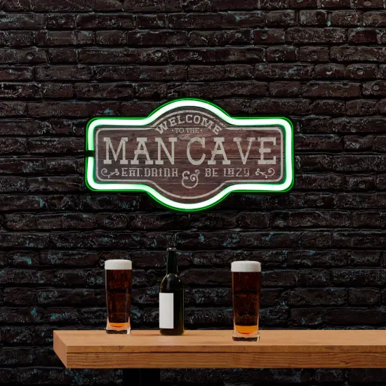 Northlight LED Welcome to the Man Cave Neon Lighted Wall Sign - 17" Black {4}