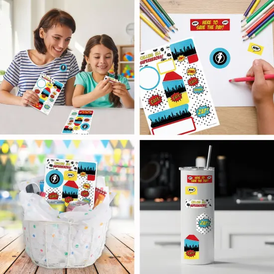 Big Dot of Happiness BAM! Superhero - Baby Shower or Birthday Party Favor Sticker Set - 12 Sheets - 120 Stickers {6}