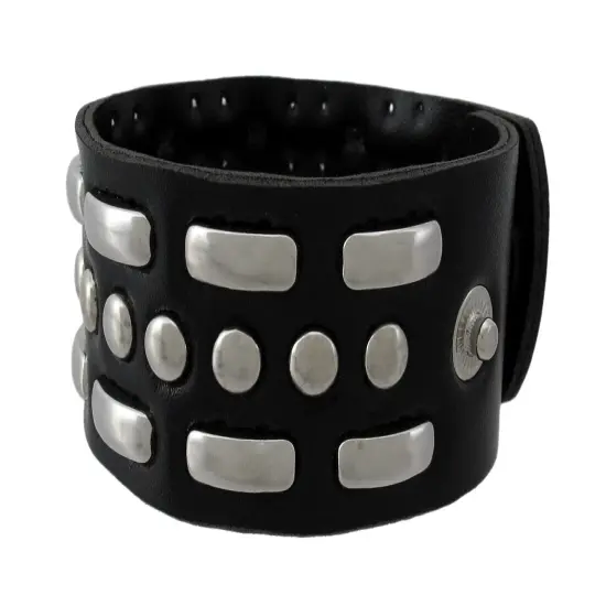 Black Vinyl Wristband with Curved Link Studs {3}