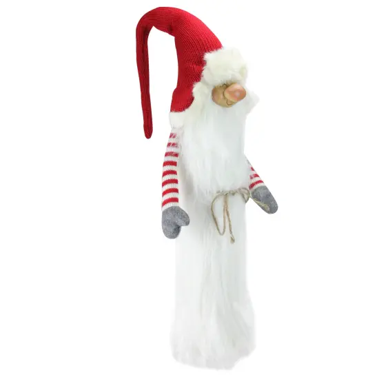 Northlight Slim Santa Christmas Gnome with White Fur Suit and Red Hat - 35" - Red and White {3}