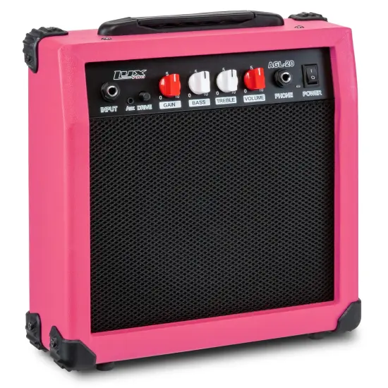LyxPro Electric Guitar Amp, 20w Portable Mini Amplifier Pink {5}