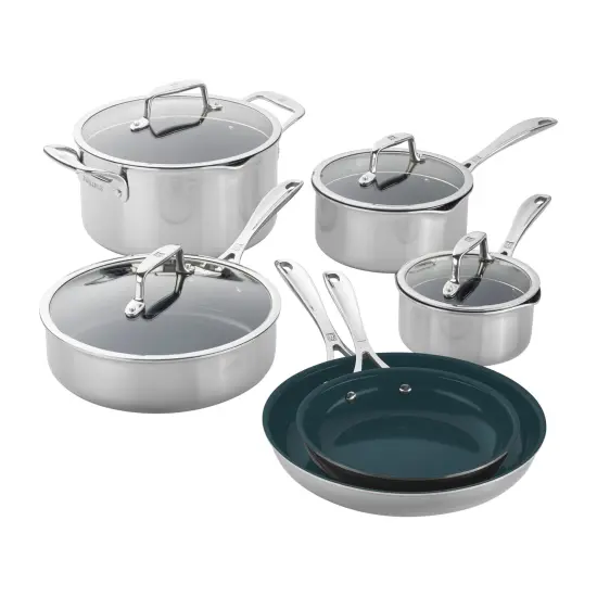 ZWILLING Clad CFX Stainless Steel Ceramic Nonstick Cookware Set {1}