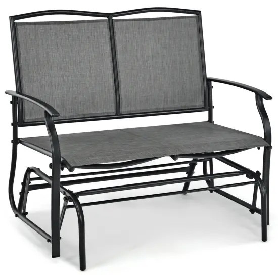 Iron Patio Rocking Chair for Outdoor Backyard and Lawn Black {6}