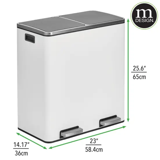 mDesign Metal Steel 60-Liter Large Dual Compartment Step Trash Can {3}