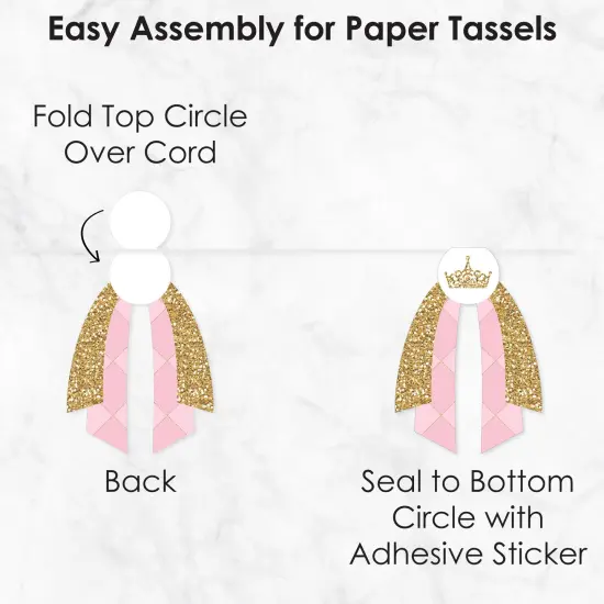 Big Dot of Happiness Little Princess Crown DIY Pink and Gold Princess Baby Shower or Birthday Party Pennant Garland Decoration Triangle Banner 30 Pc {7}