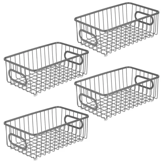 mDesign Metal Bathroom Storage Organizer Basket, 4 Pack {4}