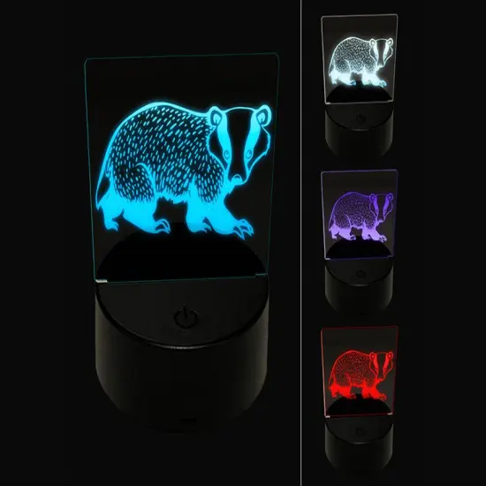 Curious Badger 3D Illusion LED Night Light Sign Nightstand Desk Lamp {1}