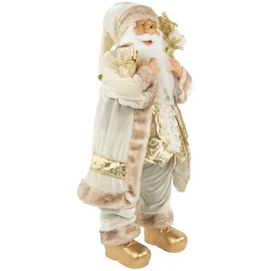 Northlight 24" White and Ivory Santa Claus with Gift Bag Christmas Figure {5}