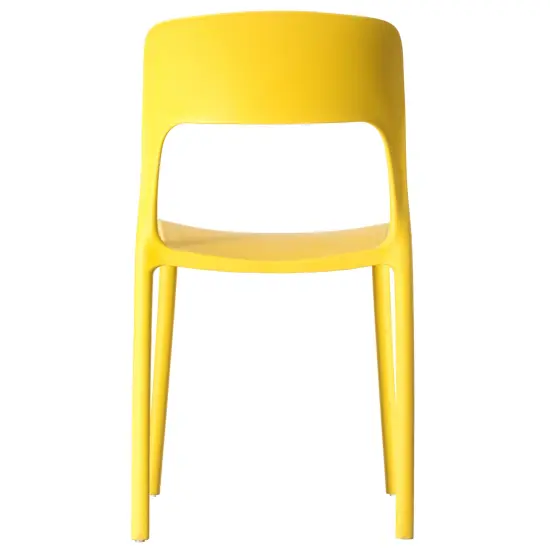 Modern Plastic Outdoor Dining Chair with Open Curved Back Single Yellow {5}