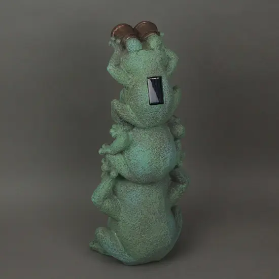 Green Resin Standing Frogs Solar LED Sculpture Decorative Garden Art Yard Light {4}