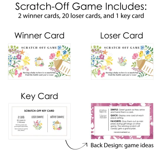 Big Dot of Happiness Wildflowers Baby - Boho Floral Baby Shower Game Scratch Off Cards - 22 Count {6}