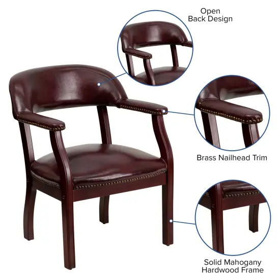 Emma and Oliver Conference Chair with Accent Nail Trim Oxblood Vinyl {2}