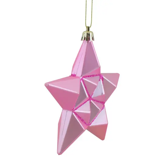 DAK 12ct Pink Bubblegum Matte Glittered Star Shatterproof Christmas Ornaments 5" {3}