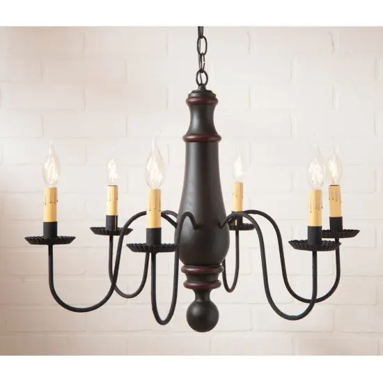 Large Norfolk Chandelier in Sturbridge Black with Sturbridge Red {3}