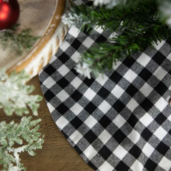 Northlight 20" White and Black Buffalo Plaid Mini Christmas Tree Skirt {1}