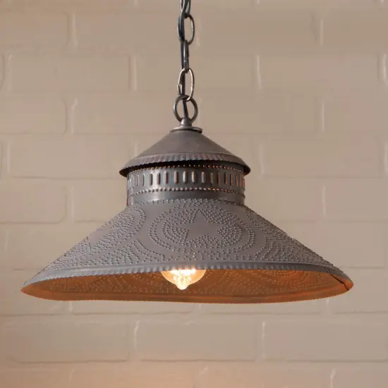 Irvins Country Tinware Shopkeeper Shade Light with Reg Star in Kettle Black {3}