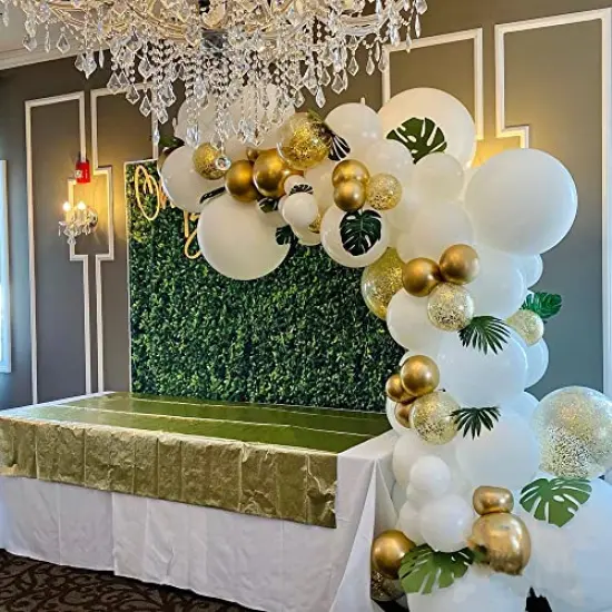 120 PCS White and Gold Confetti Balloons Garland Arch Kit - Includes 12in, 10in, and 5in Latex Metallic Balloons for Birthday, Wedding, Anniversary, Celebrations, Prom, and Bridal Party Decorations {3}