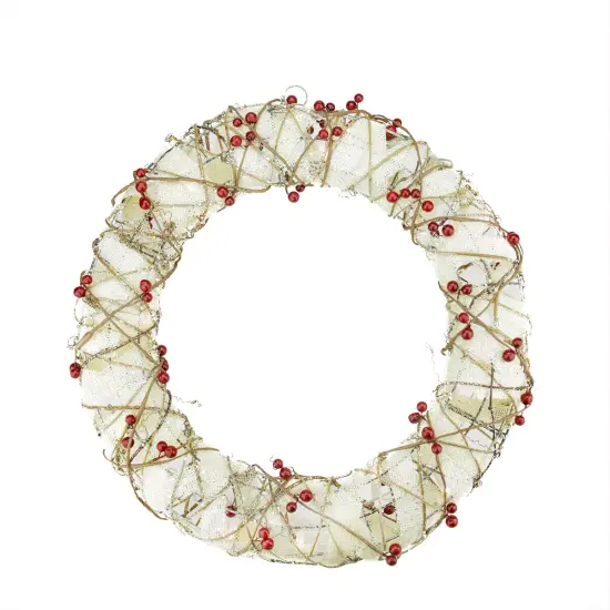 Northlight Pre-Lit Berry Artificial Christmas Wreath - 18-Inch, Clear Lights Beige {1}