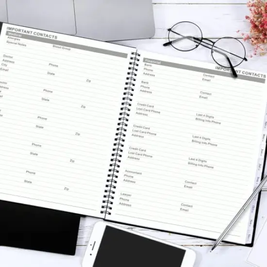 2026 Monthly Planner - JAN 2026 - DEC 2026 Planner/Calendar,12 Monthly Planner with Contacts & Passwords, 8.5" x 11" Planners 2026, Colorful Tabs, Thick Paper, Black {2}