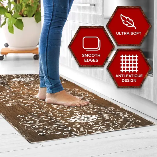 20"x55" Oversized Cushioned Anti-Fatigue Kitchen Runner Mat (Scroll) {5}