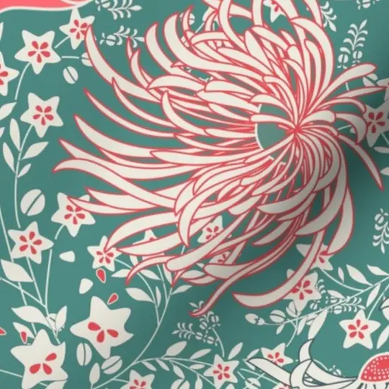 Various Fabrics by the Yard or Fat Quarter Floral Nature Botanical Garden Nouvea Japon Chrysanthemum Japanese Custom Printed Fabric by Spoonflower {7}