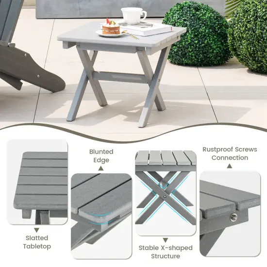 Costway Outdoor Folding Side Table Weather-Resistant HDPE Adirondack Table Black/Gray {6}
