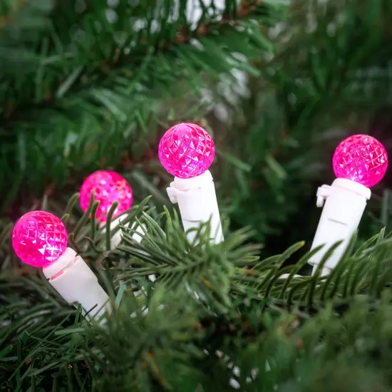 Northlight LED G12 Berry Christmas Lights - Pink - 16' White Wire - 50ct {3}