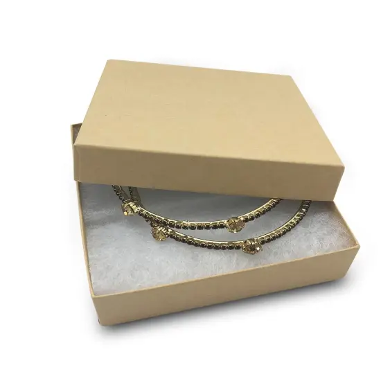 Cardboard Jewelry Boxes&nbsp;With&nbsp;Cotton &ndash; 100 Pack &ndash; Kraft Brown {3}