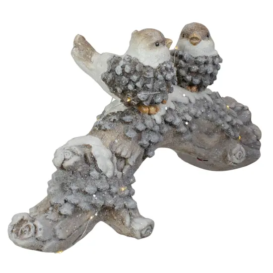 Northlight LED Lighted Rustic Glittered Birds on a Snowy Log Christmas Decoration - 18" Brown {4}