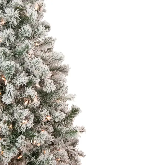 Northlight 4.5' Pre-Lit Flocked Madison Pine Artificial Christmas Tree, Clear Lights Green {5}