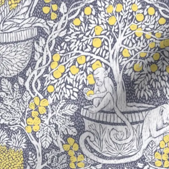 Various Fabrics by the Yard or Fat Quarter Exotic Damask Tropical Fruit Monkey Parrot Arts And Crafts Lemon Tree Yellow Gray Grey Custom Printed Fabric by Spoonflower {7}