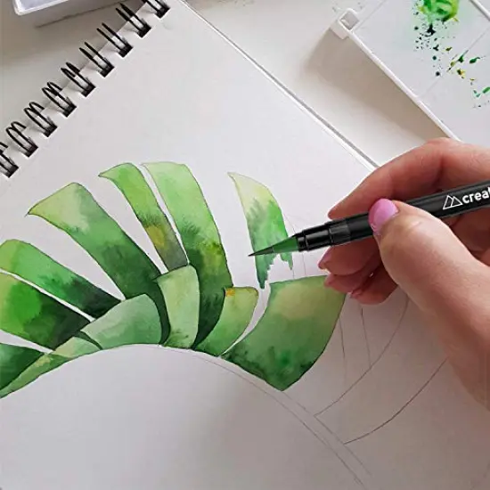Watercolor Brush Pens - 24 Vibrant Coloring Pens & 2 Blending Brushes - Premium Quality Art Supplies Featuring Soft, Real Tip - Perfect for Calligraphy, Lettering, Adult Coloring {3}