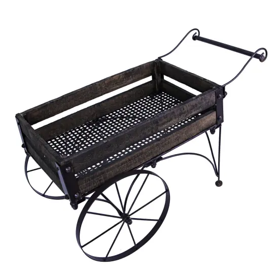 26 Inch Rustic Wagon Cart Plant Stand {2}