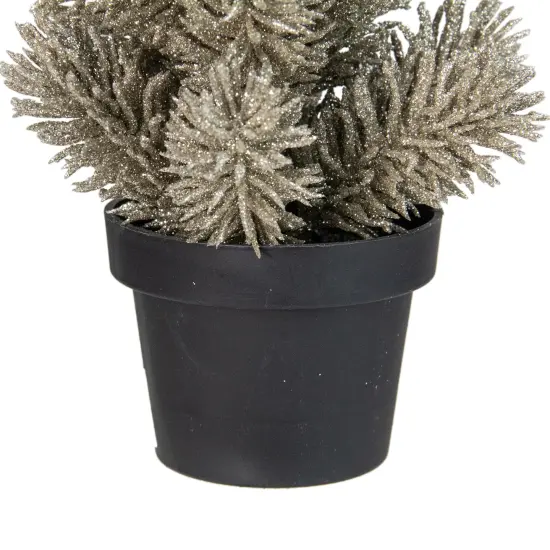 Northlight Potted Metallic Glitter Artificial Pine Christmas Tree - 8.5 - Unlit Gold {4}