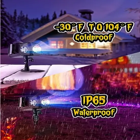 Halloween Christmas Projector Lights Outdoor 26 HD Effects (3D Ocean Wave + Patterns) Waterproof with Timer Landscape Lights for Indoor Holiday Christmas Night Disco Party, RGB + Multicolor {6}