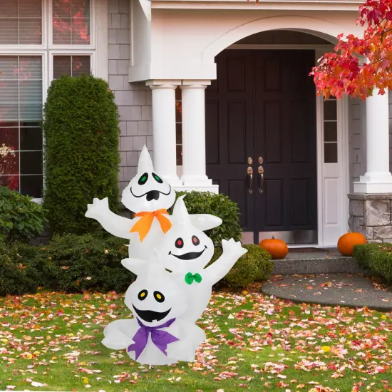 Northlight LED Lighted Ghost Trio Inflatable Outdoor Halloween Decoration - 3.5'- Warm White Lights {4}